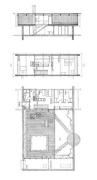 Knud Friis eget hus Plan og snit