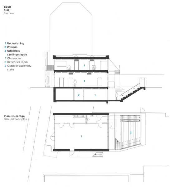 Bording Friskole Plan og Snit