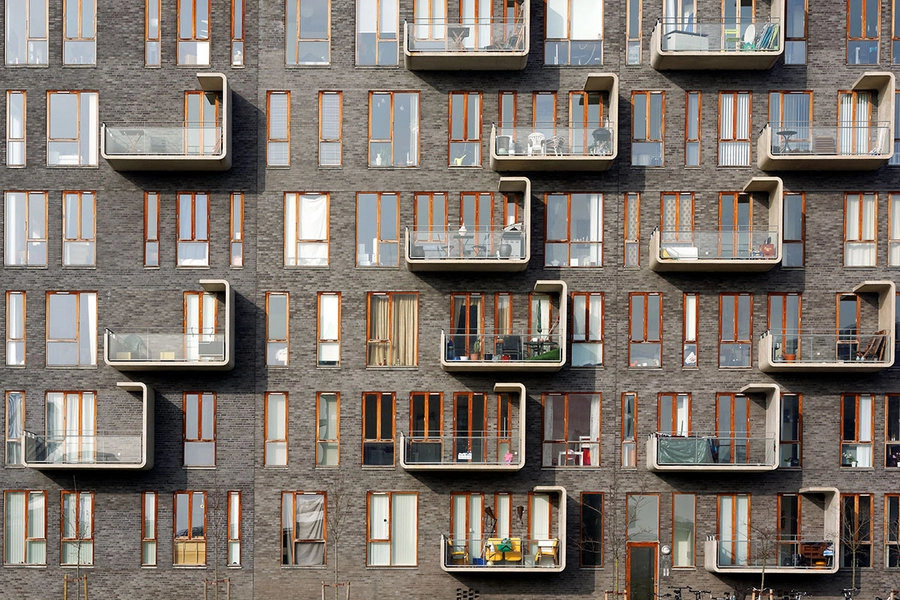 Ørestadshuset Facadeudsnit, balkoner