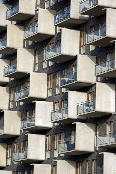 Ørestadshuset Balkoner, karakteristiske betonelementer