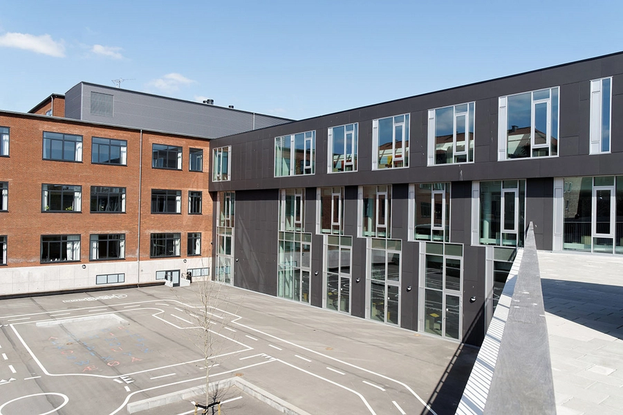 Tagensbo Skole Facader, møde mellem nyt og gammelt