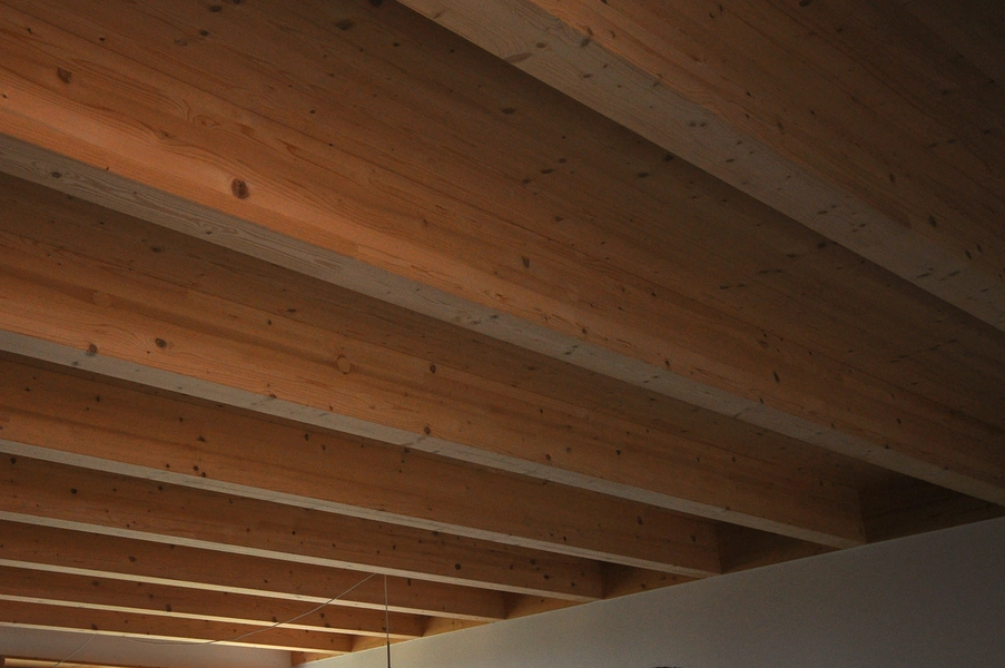 Lærkehaven Loft med fritliggende limtræsbjælker