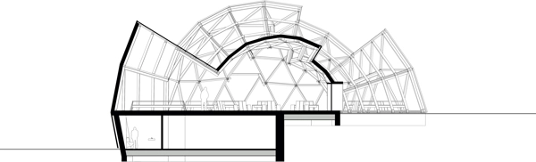 Folkemødets Forsamlingshus - under konstruktion Snit 1