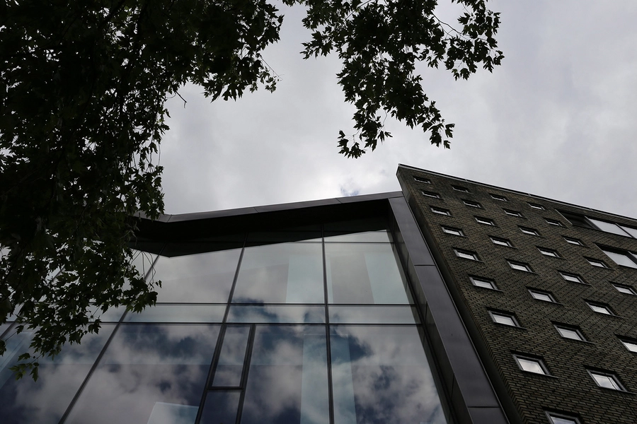 Kontorhus Halfdansgade 8 Udsnit nord-vest facade, møde med nabobygning i vest