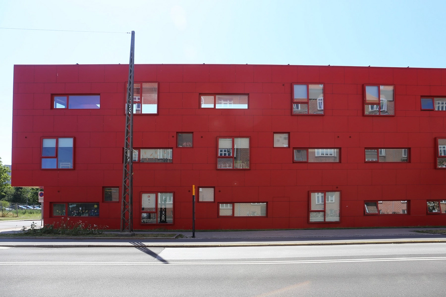 Det Røde Hjørne Facadeudsnit, østfacade, vinduessætning