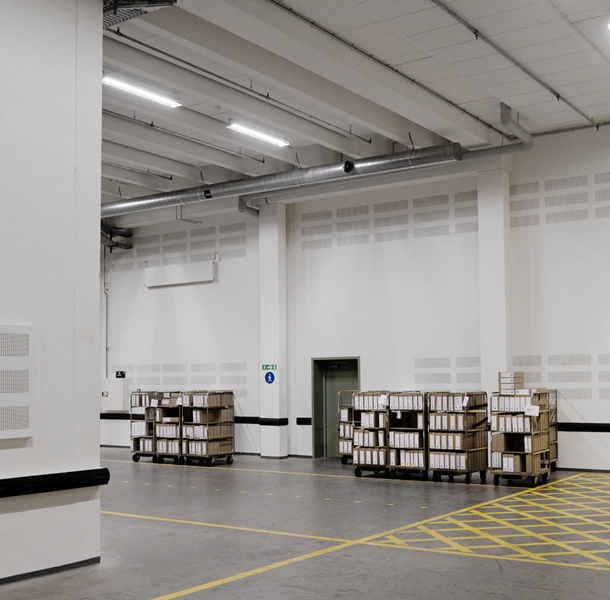 Det ny Rigsarkiv Gangareal der forbinder de forskellige arkivrum