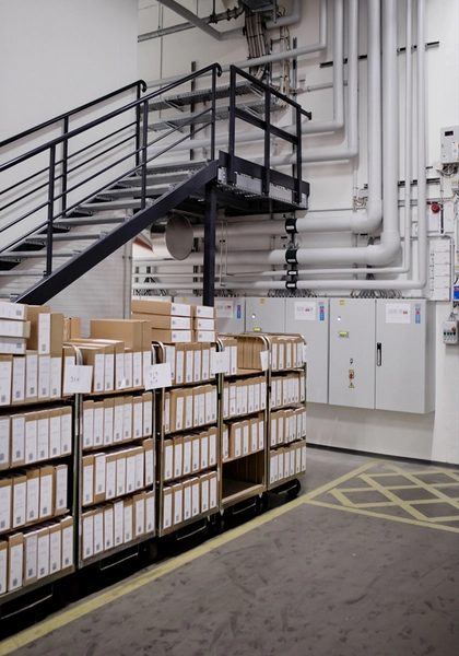 Det ny Rigsarkiv Gangareal der forbinder de forskellige arkivrum