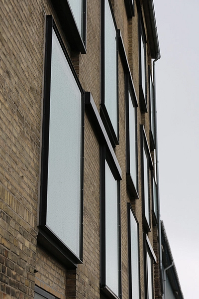 Refshaleøens Værkstedsmagasin og Amass restaurant Facadeudsnit, østfacade