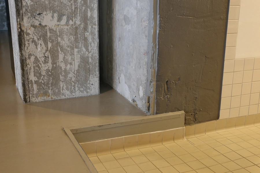 Refshaleøens Værkstedsmagasin og Amass restaurant Detalje, gulvopbygning