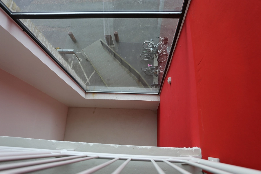 Refshaleøens Værkstedsmagasin og Amass restaurant Detalje, trappehus