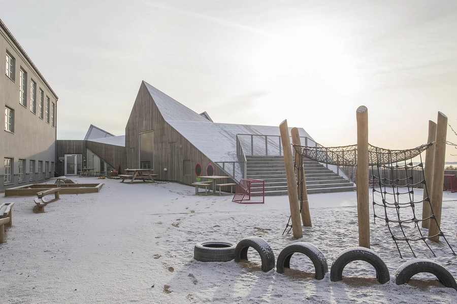 Råå nya förskola Gårdrum mod nord, legeplads med maritimt tema