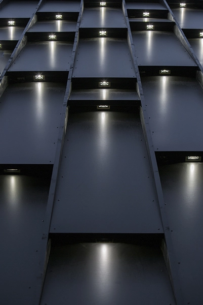 Allerød Bibliotek og Kulturhus Indlagt lys i den nordlige fcade