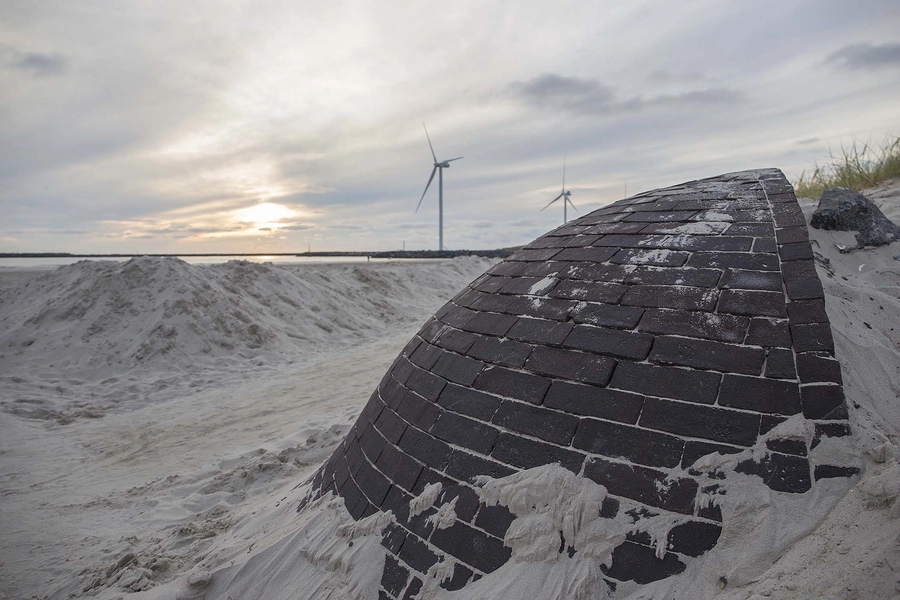 Vestled Afslutning teglflade, kig mod nord-vest