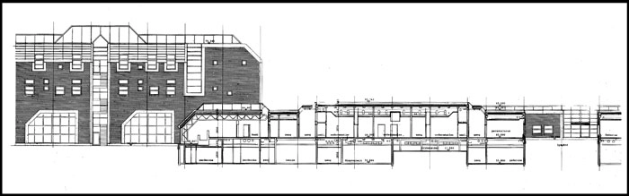 Slagelse Sygehus Facade og snit