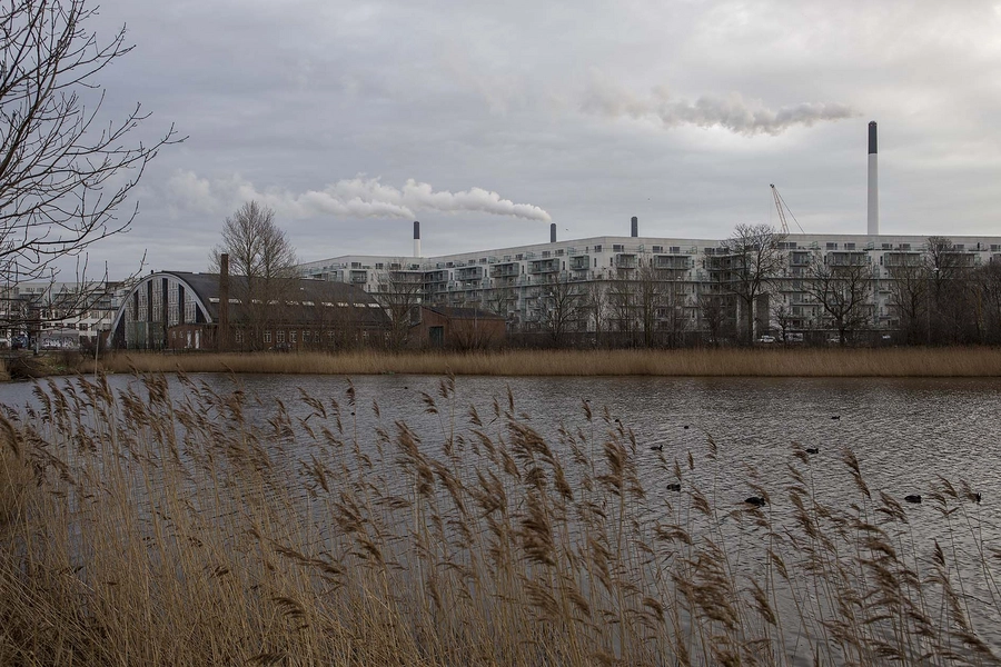 Margretheholm - Udsigten Total set fra vest hen over Stadsgraven