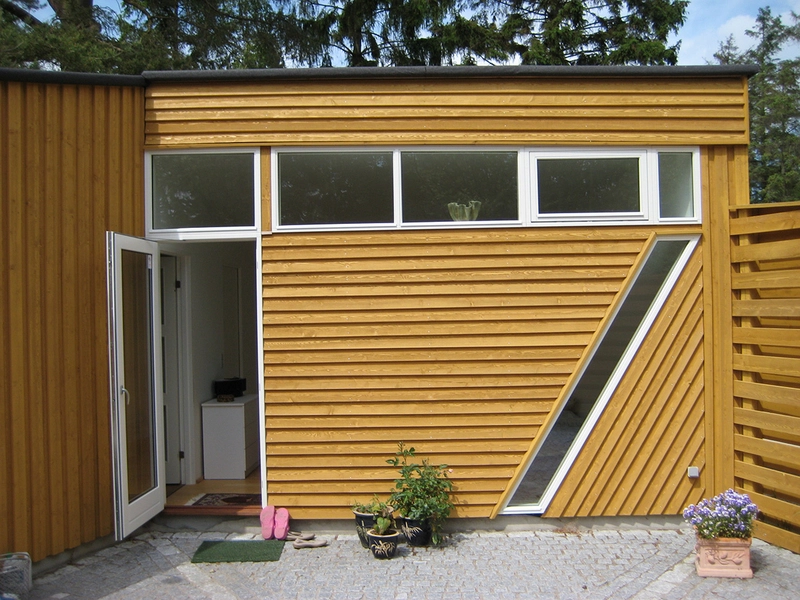 Ahornhuset Sydvæg ved morgenterrasse