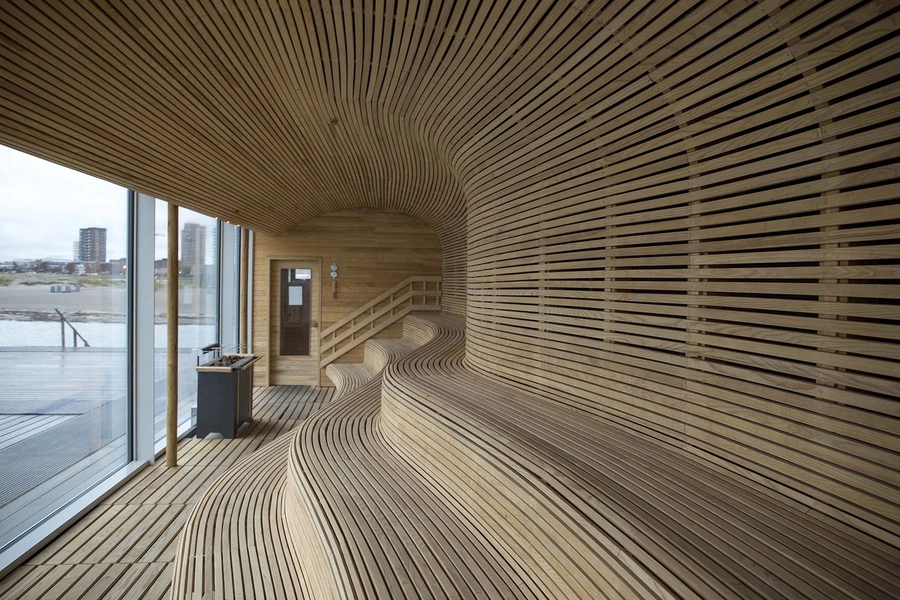 Helgoland Ny Søbadeanstalt og Fællessauna Sauna interiør