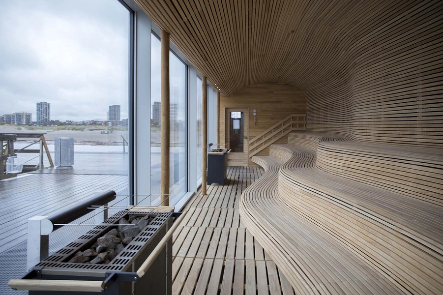 Helgoland Ny Søbadeanstalt og Fællessauna Sauna interiør