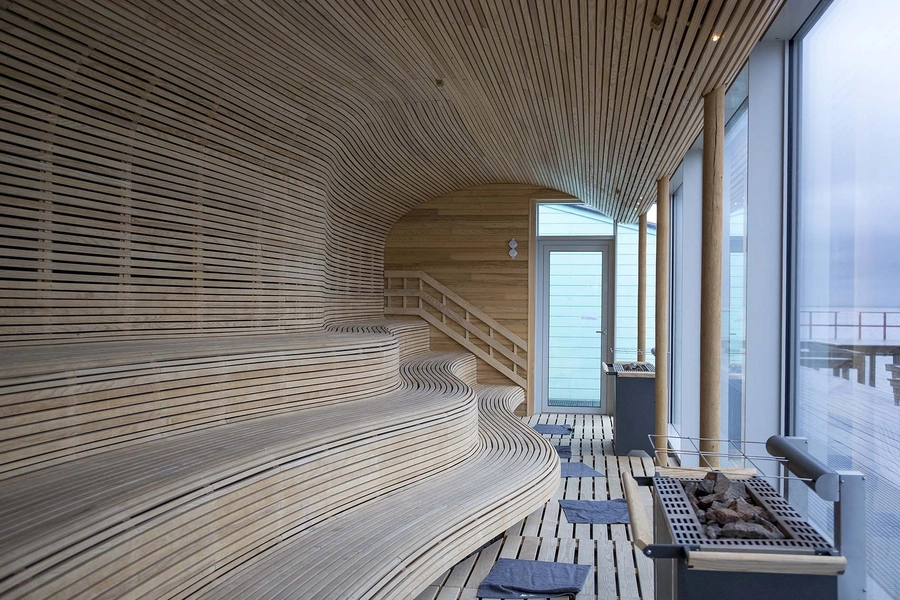 Helgoland Ny Søbadeanstalt og Fællessauna Sauna interiør