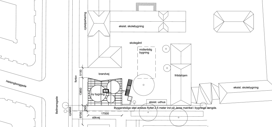 Kildevældsskolen tilbygning Situationsplan