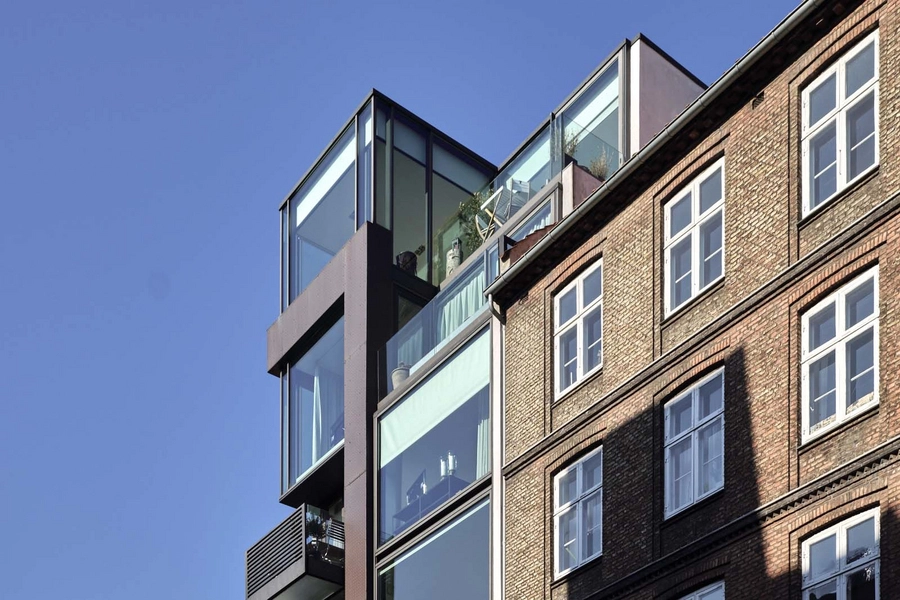 Stokhusgade 4b Infill Facadeudsnit med indskudte terrasser