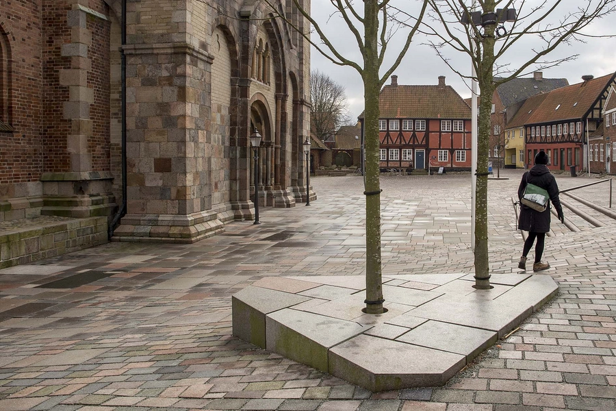 Ribe Domkirkeplads Plint med træer