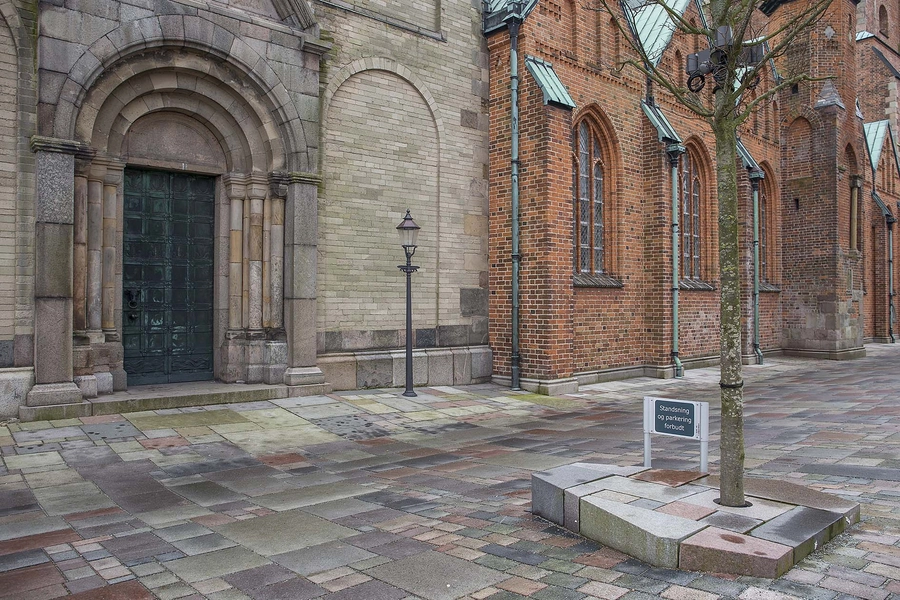 Ribe Domkirkeplads Plint med træer