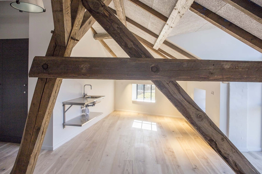 Bonevoksfabrikken Detalje, konstruktion, 1. sal