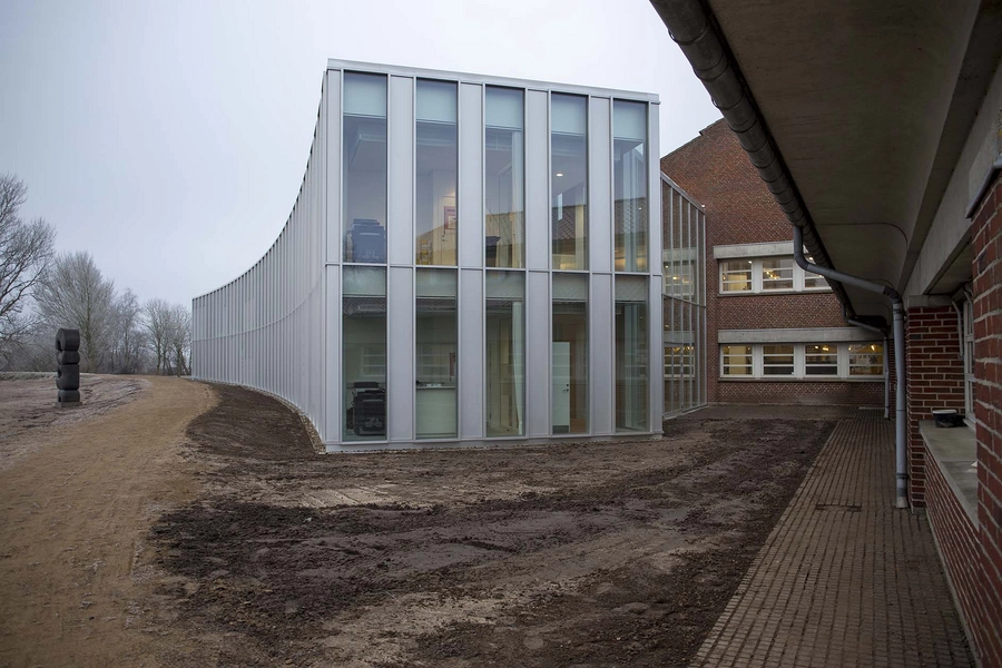 Tønder Rådhus Nyt møder gammelt, sammenkobling blik mod syd-vest