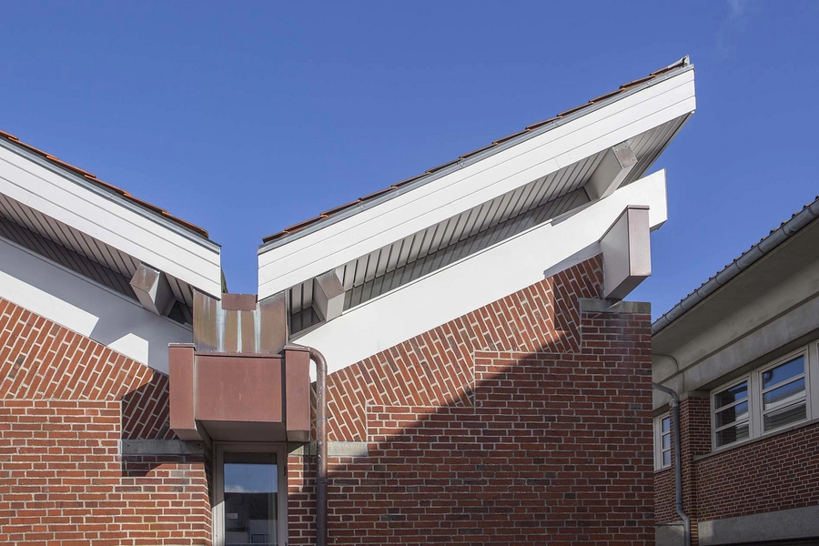 Tønder Rådhus Facadeudsnit, rådhussal, afvanding tag