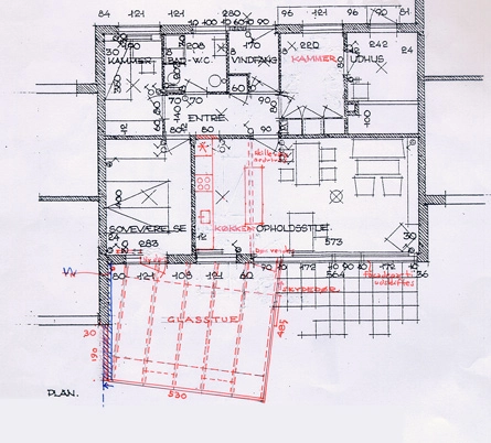 Havestue Plan af havestue og hus