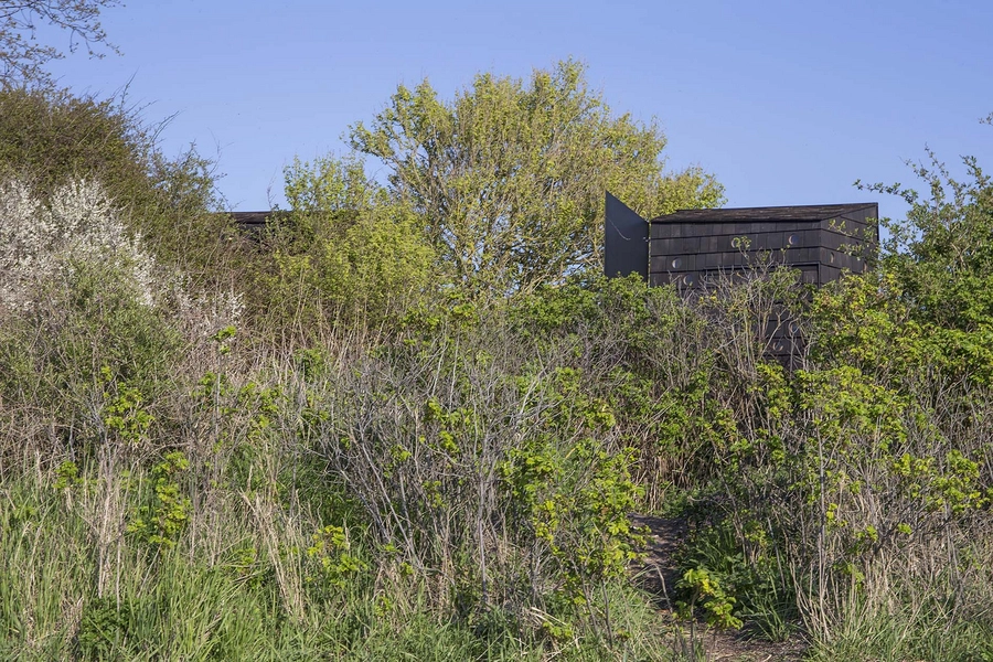 Skrubbe og Stenbider Shelters Lejrplads Pæregaard Strand set fra stranden