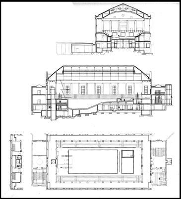 Østerbro svømmehal Plan og snit