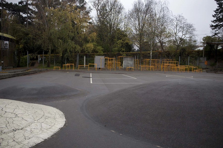 Carlsberg - Boble Plads - Midlertidigt Byrum Asfalt-bobler, blik over pladsen fra nord