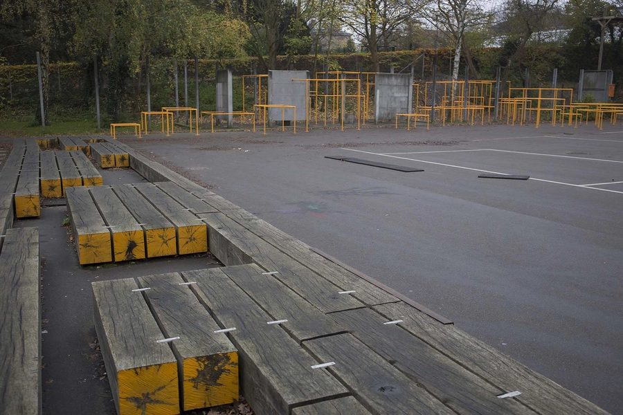 Carlsberg - Boble Plads - Midlertidigt Byrum Blik over pladsen fra nord-øst