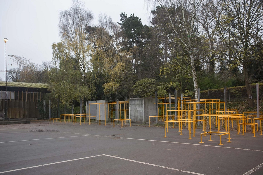 Carlsberg - Boble Plads - Midlertidigt Byrum Blik over pladsen fra nord-vest