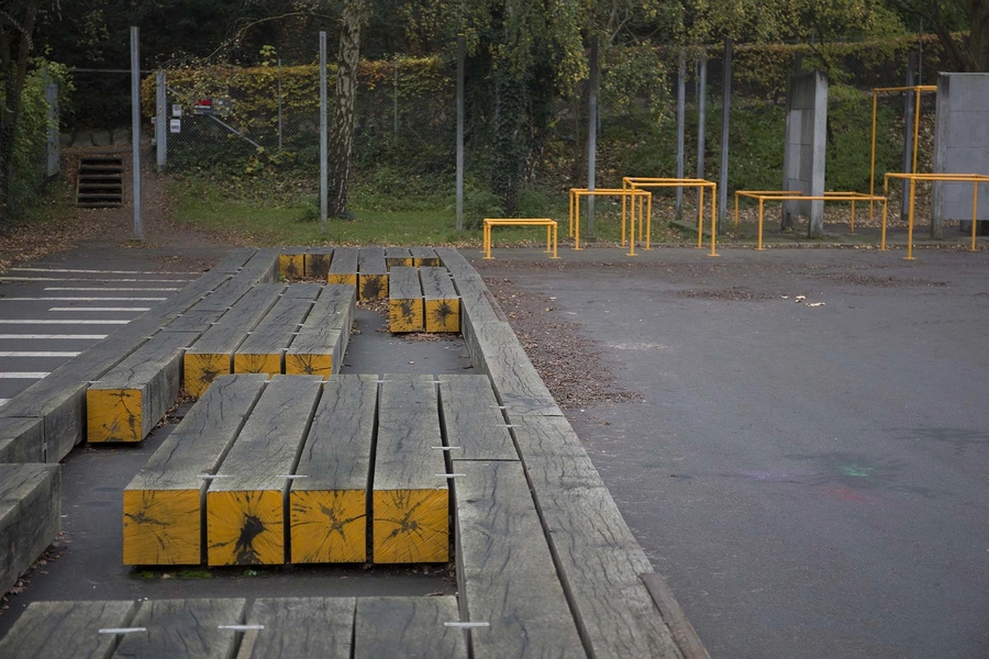 Carlsberg - Boble Plads - Midlertidigt Byrum Bænk-elementer, parkouranlæg