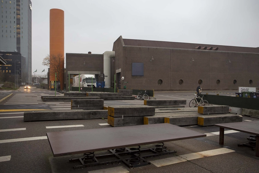 Carlsberg - Tap E Plads - Midlertidigt Byrum Blik over pladsen fra syd