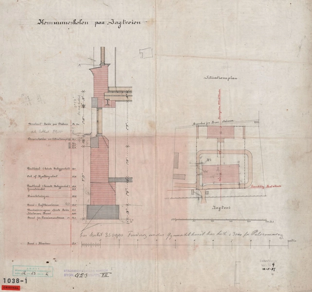 Jagtvejens Skole (Nørrebro Park Skole) Detalje, situationsplan