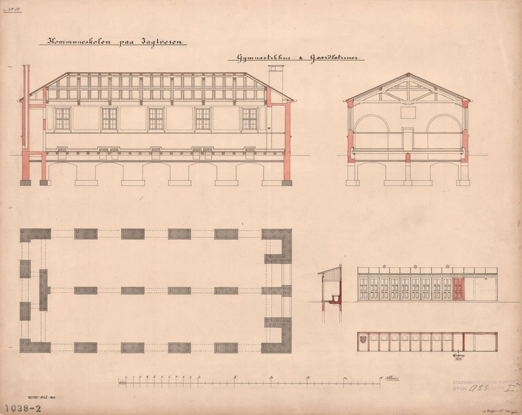Jagtvejens Skole (Nørrebro Park Skole) Kommuneskolen på Jagtvejen, Gymnastikhus og gårdlatriner
