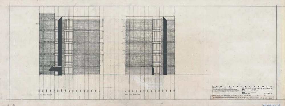 Jagtvejens Skole (Nørrebro Park Skole) Jagtvejens Skole, Undervisningsbygning, gavl mod sydøst og nordvest