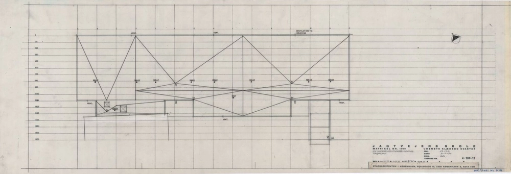Jagtvejens Skole (Nørrebro Park Skole) Jagtvejens Skole, Undervisningsbygning, tagplan
