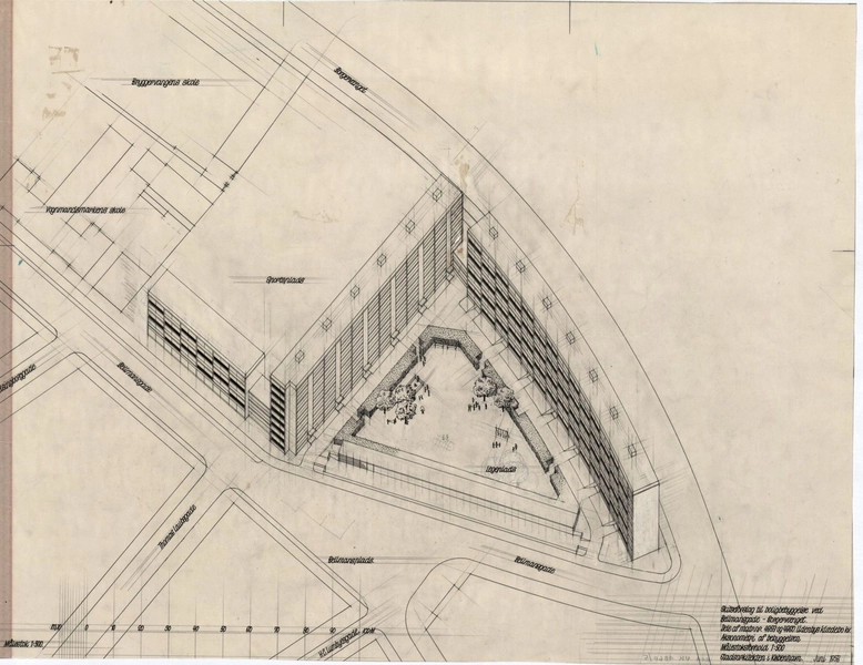 Bellmansgade-Borgervænget Skitseforslag til boligbebyggelse, aksonometri