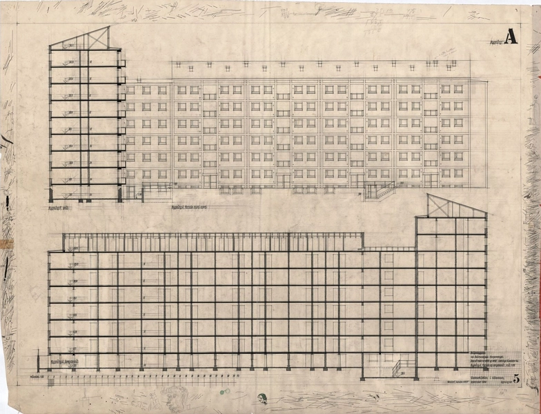 Bellmansgade-Borgervænget Bygning A, facade og snit