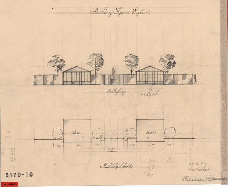 Enghaveparken Butikker og hegn, plan, opstalt