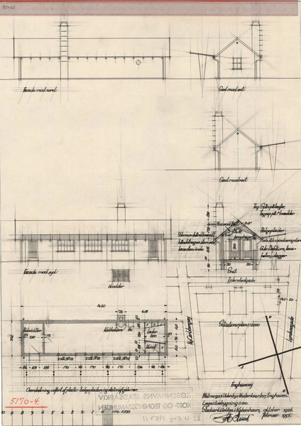 Enghaveparken Legestuebygning, plan, snit og facader