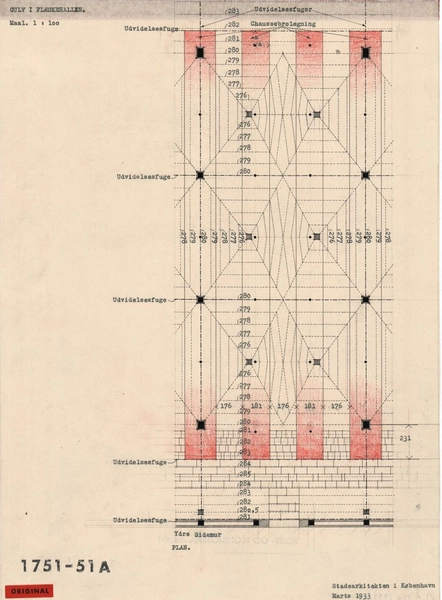 Flæskehallen, Kødbyen Bygning 1, Kød -og flæskehal, gulv i flæskehal