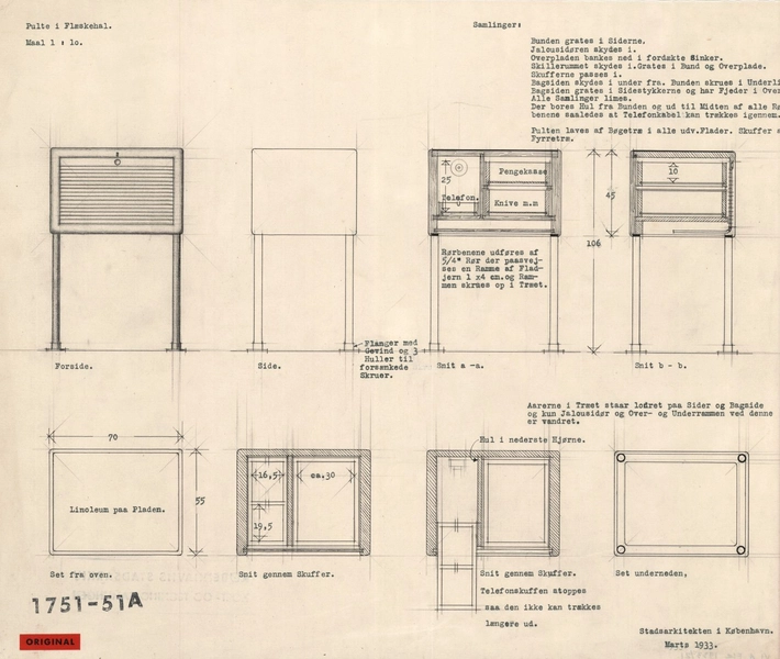Flæskehallen, Kødbyen Bygning 1, Kød -og flæskehal, pulte i flæskehal