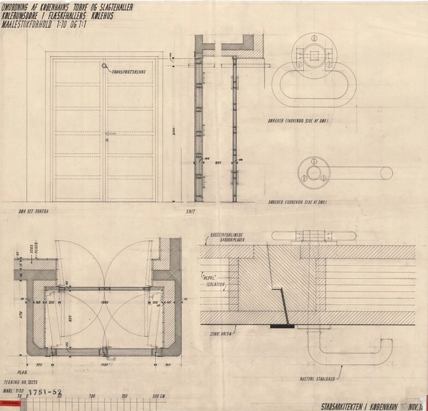 Flæskehallen, Kødbyen Bygning 1, Flæskehallens kølehus, kølerumsdøre