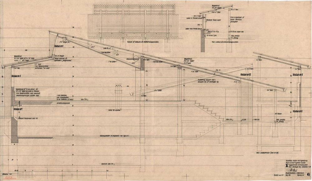 Hanssted Skole Normalklassefløj, snit i enetages fløj